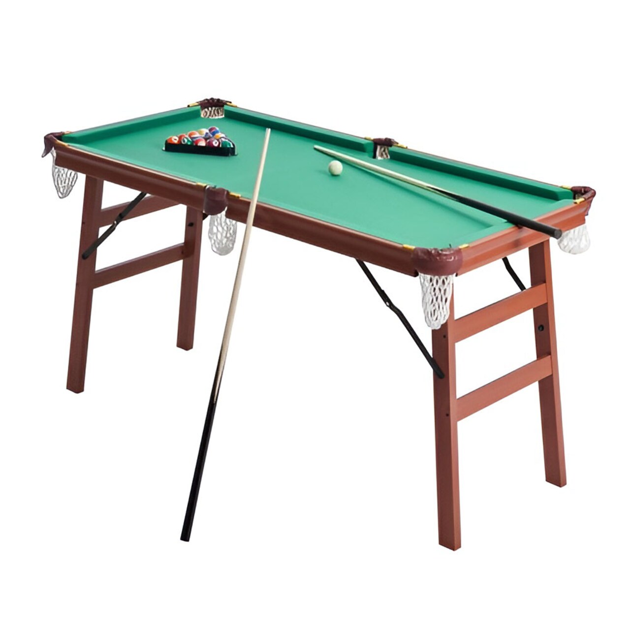 Portable Folding Pool Table with Cues, Balls & Accessories, Compact MDF Billiards Table